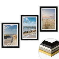 WANDBILDER 3er-Set - 20x30 cm Schwarzer Rahmen - Strand, Sand, Wellen, Himmel, Vögel - Schwarz, Kunststoff (20/30cm) - ArtPrintCave