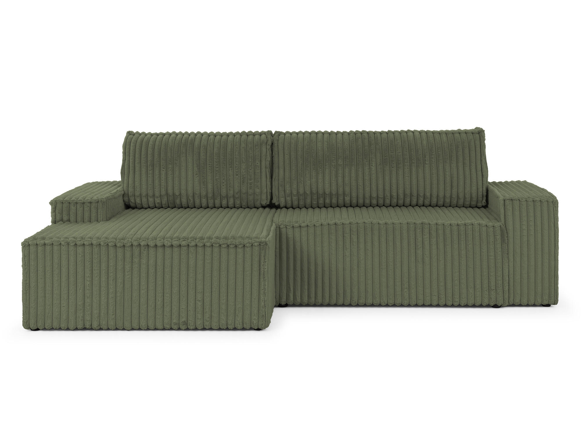 ECKSOFA Rivio mit Schlaffunktion und Bettkasten, Plüschcord Grün - Schwarz/Grün, Holz/Kunststoff (149/262cm) - S-Style