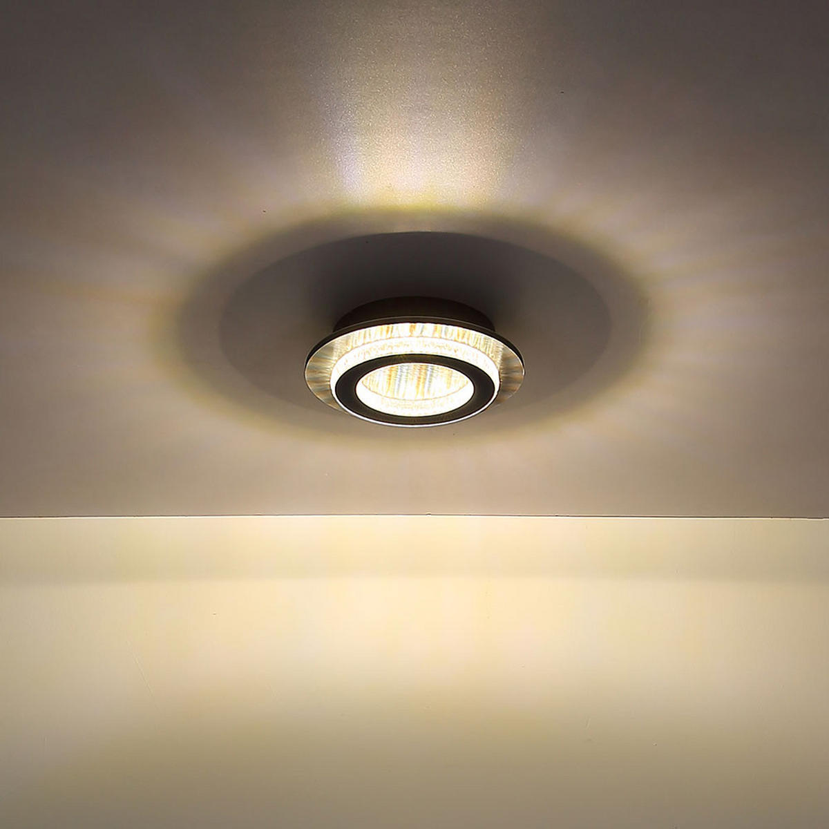 DECKENLEUCHTE JAYDEN, LED, Schwarz, Metall, Kristalloptik - Schwarz, Metall (20/20/5.5cm) - Globo Lighting