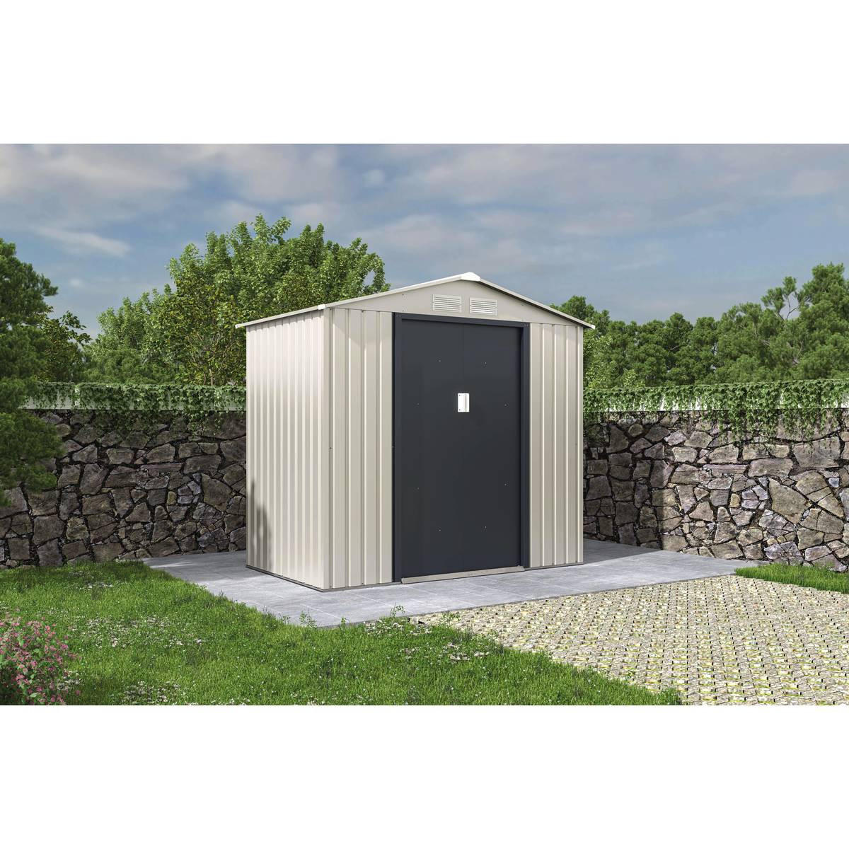 METALL-GARTENHAUS - "Nebraska" - 4.07 M² - Beige/Anthrazitgrau - Grün, Metall (213/195/191cm) - Habitat Garten