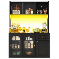 BUFFETSCHRANK Schwarz 120/35/167 cm - Schwarz, Holz (120/167/35cm) - PANGIVO