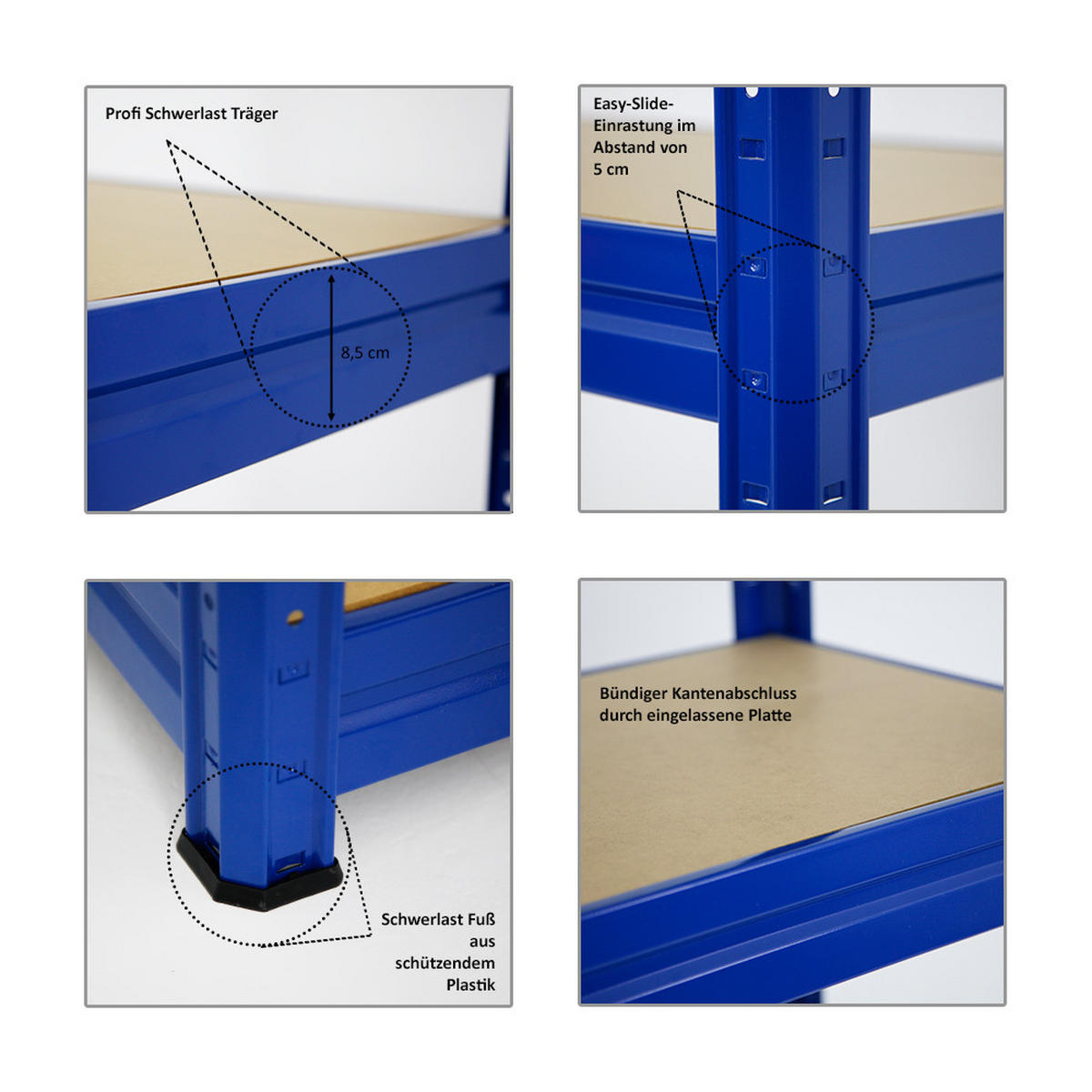SCHWERLASTREGAL Dino 180x180x60 cm Fachlast 500 kg Blau - Blau, Metall (180/180/60cm) - PROREGAL