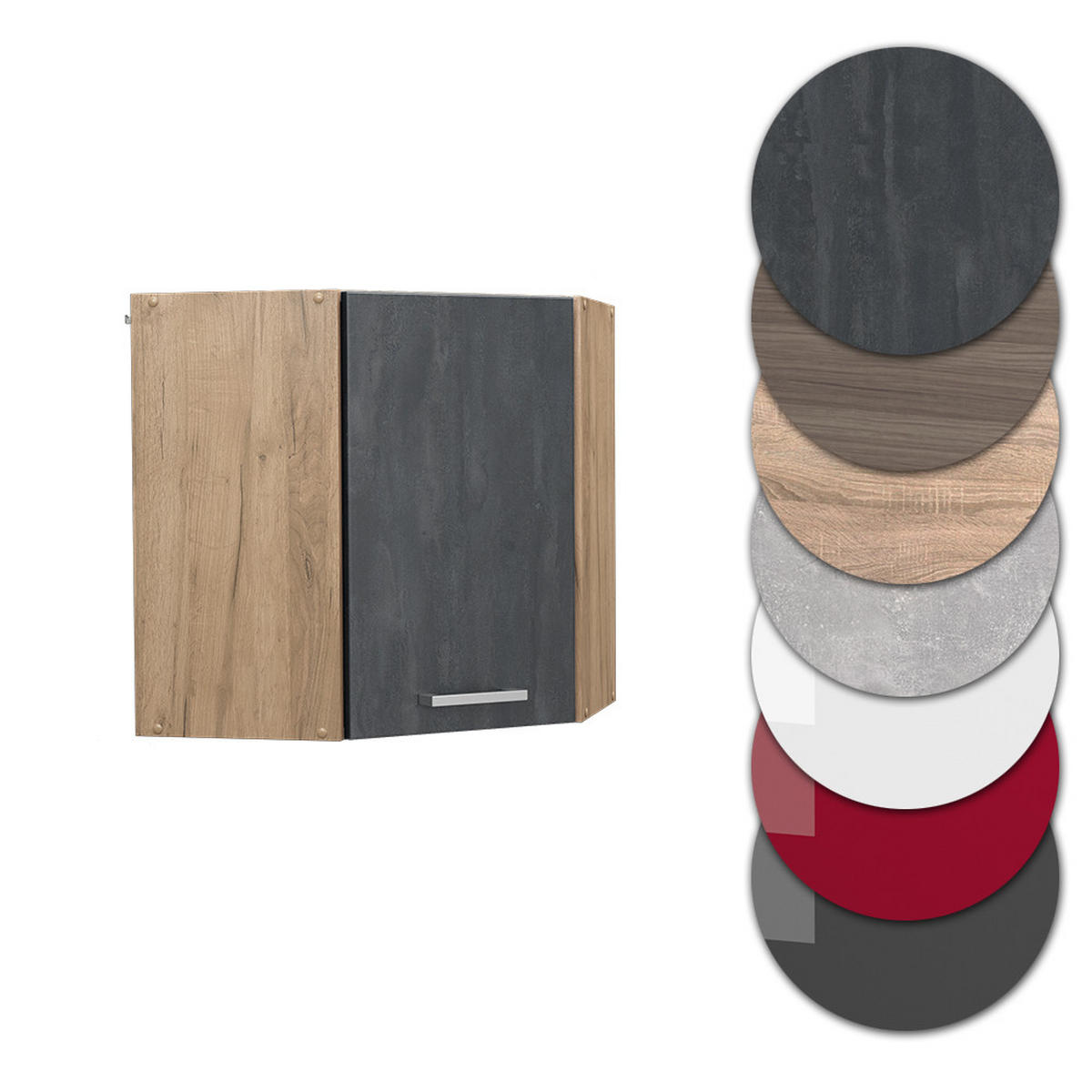 ECKHÄNGESCHRANK R-Line Schwarz Beton 57 cm - Honigeiche/Eiche Wotan, Holzwerkstoff (57/60/34.1cm) - Vicco