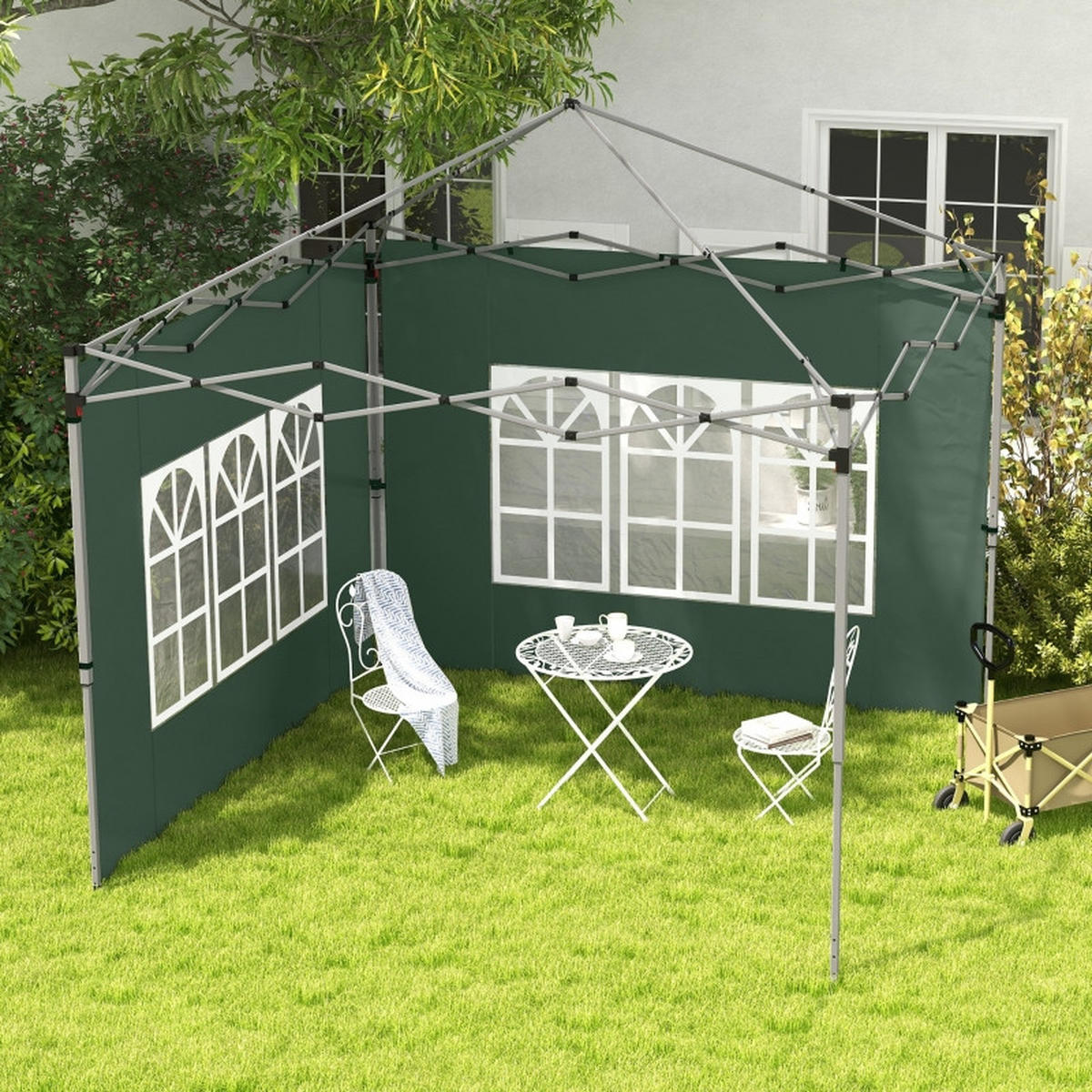 PAVILLON SEITENWÄNDE 2er Set 3x3 3x4 m Fenster grün - Grün, Kunststoff (1/195/295cm) - Fortuna Lai