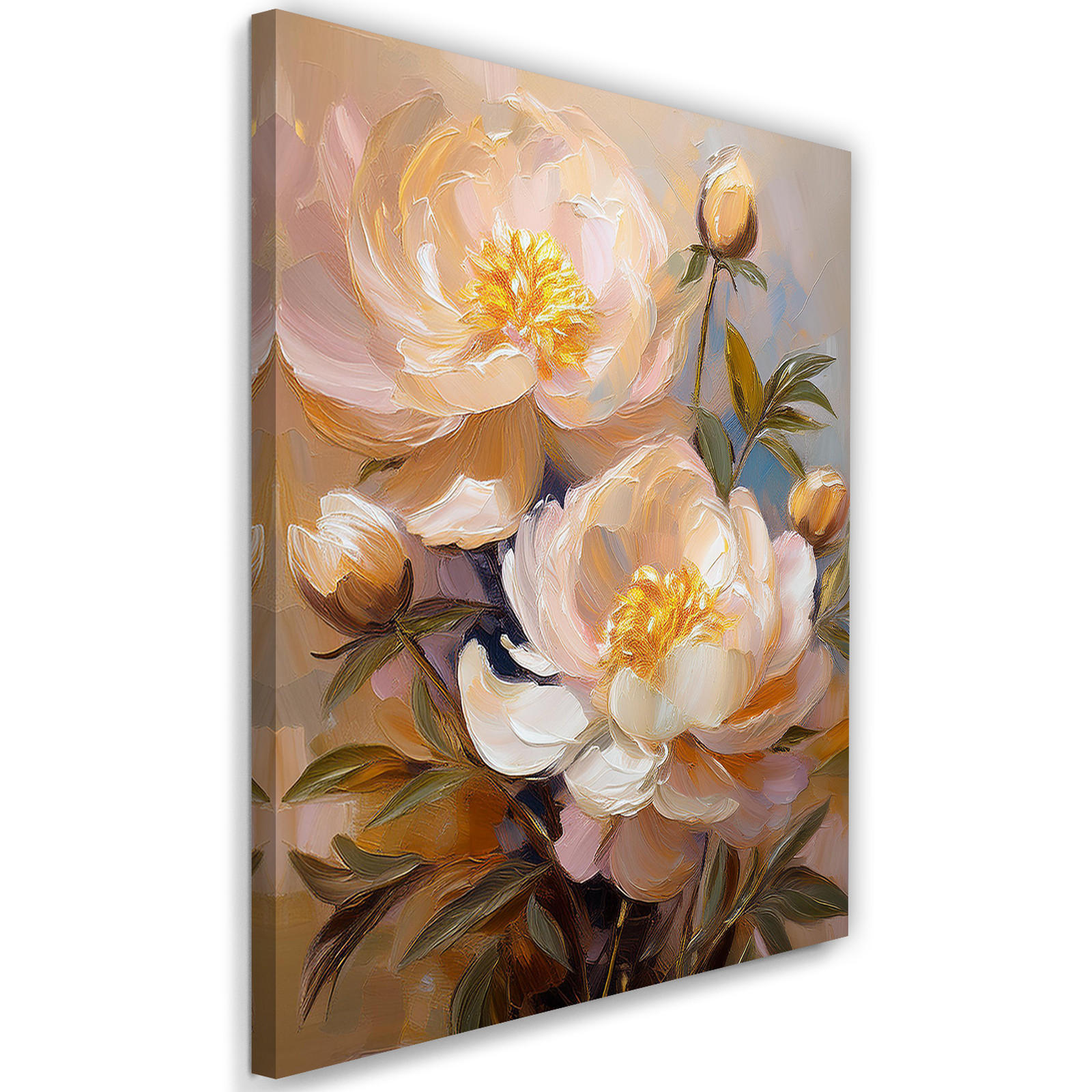 WANDBILD pfingstrose gemalte blume - Beige, Textil (40/60cm) - Feeby