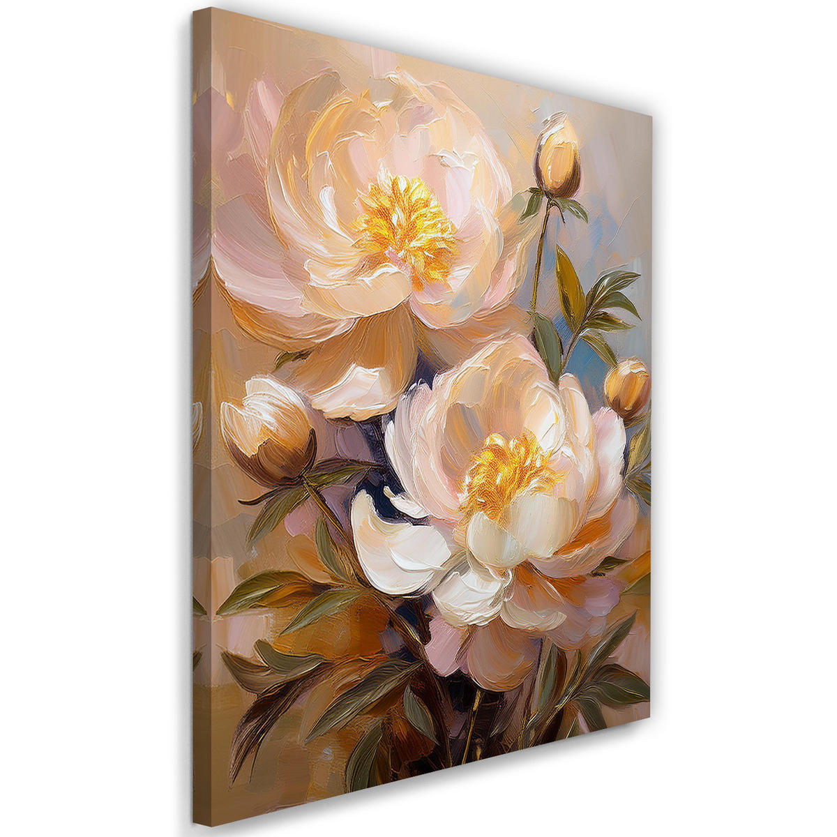 WANDBILD pfingstrose gemalte blume - Beige, Textil (40/60cm) - Feeby