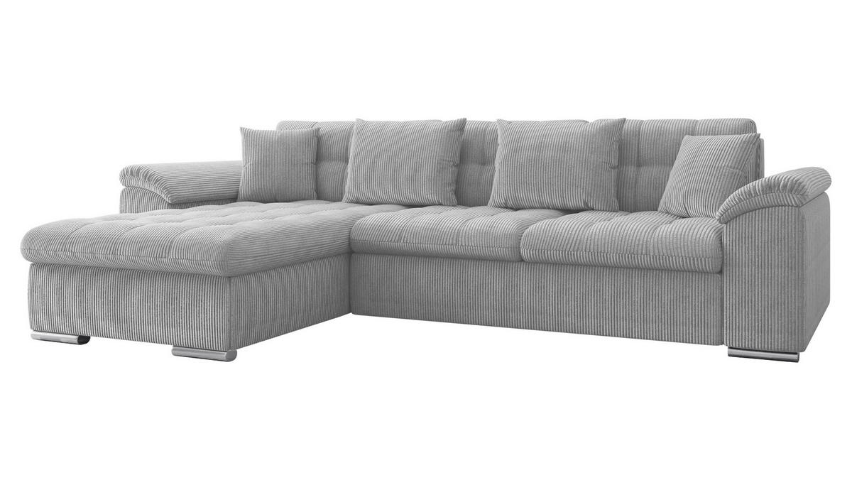 ECKSOFA Diana Cord, Seite: Links - Hellgrau, Holz/Textil (280/160cm) - MIRJAN24