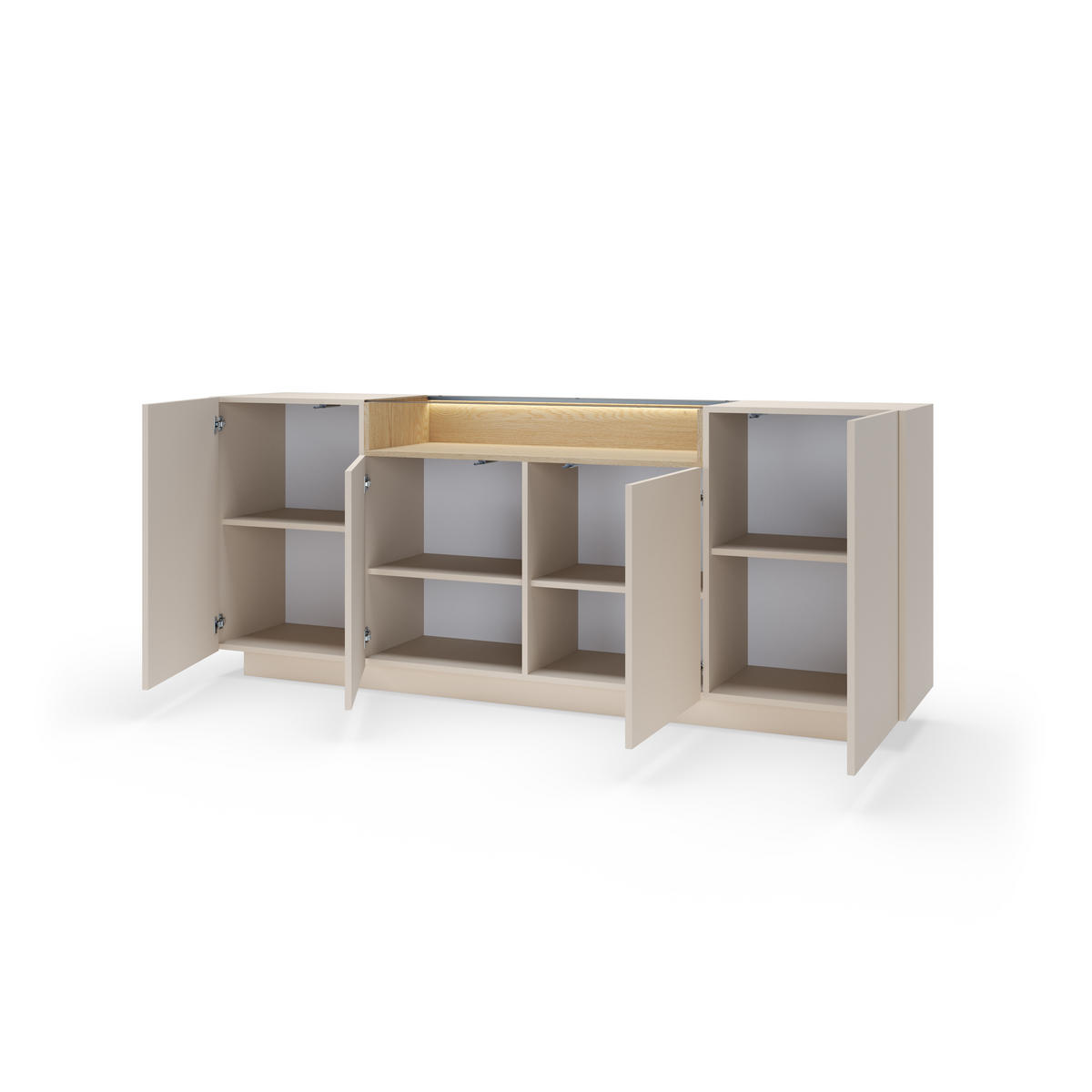 KOMMODE: beige + cremona Eiche, 203 x 83 x 39,5 cm - Beige, Holzwerkstoff (203/83/39.5cm) - 3XE LIVING