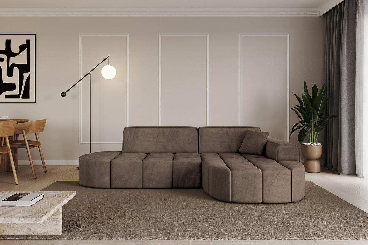 ECKSOFA Ottomane Rechts LIVO-L1 - 252x173x79,5 cm Braun - Braun, Holzwerkstoff/Textil (252/173cm) - ALTDECOR