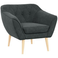SESSEL Pirs 1 Sitzer Strukture Dunkelgrau - Dunkelgrau/Braun, Holz/Textil (80/75/74cm) - MKS