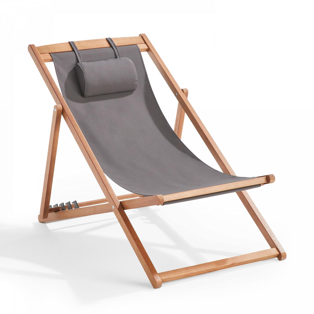 LIEGESTUHL 2-tlg., Grau - Grau, Holz (62/88/105cm) - Oviala