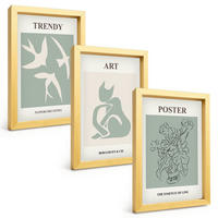 BILDER SET 3er Set - 20x30 cm Goldrahmen - Matisses stilvolle Illustrationen - Goldfarben, Kunststoff (20/30cm) - TULUP