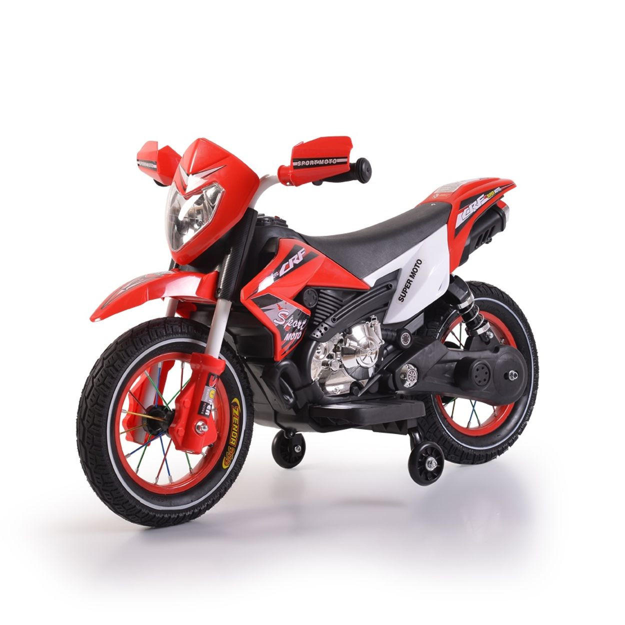 ELEKTROMOTORRAD Super Moto FB-6186 rot Luftreifen Musik Licht Stützräder - Rot, Kunststoff (100/53/60cm) - Moni