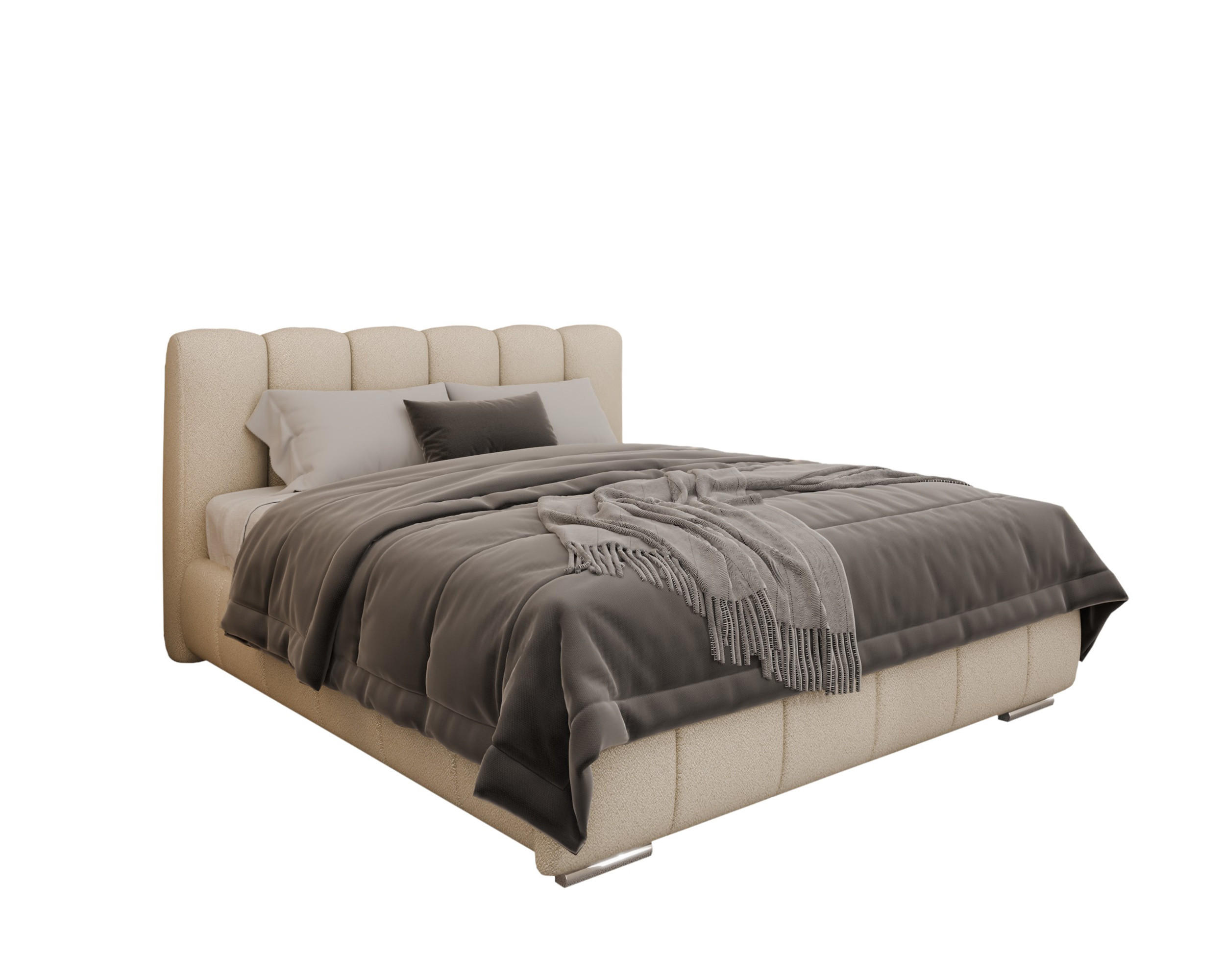 POLSTERBETT Zaira 160x200cm – Elegantes Polsterbett für modernen Wohnstil , ohne matratze, beige - Beige, Holz (140/200cm) - Homesy