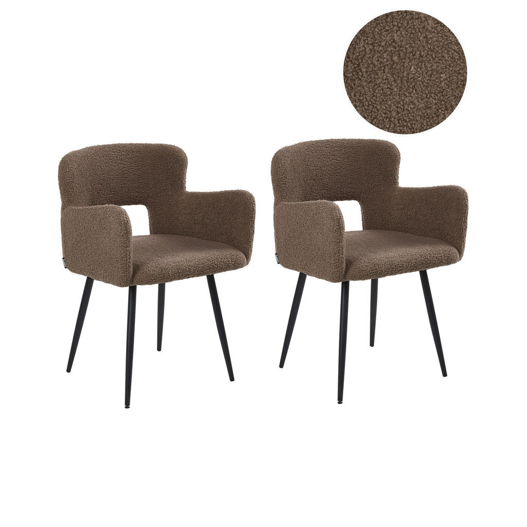 SCAUN DE BUCĂTĂRIE set de 2 bouclé maro Sanilac