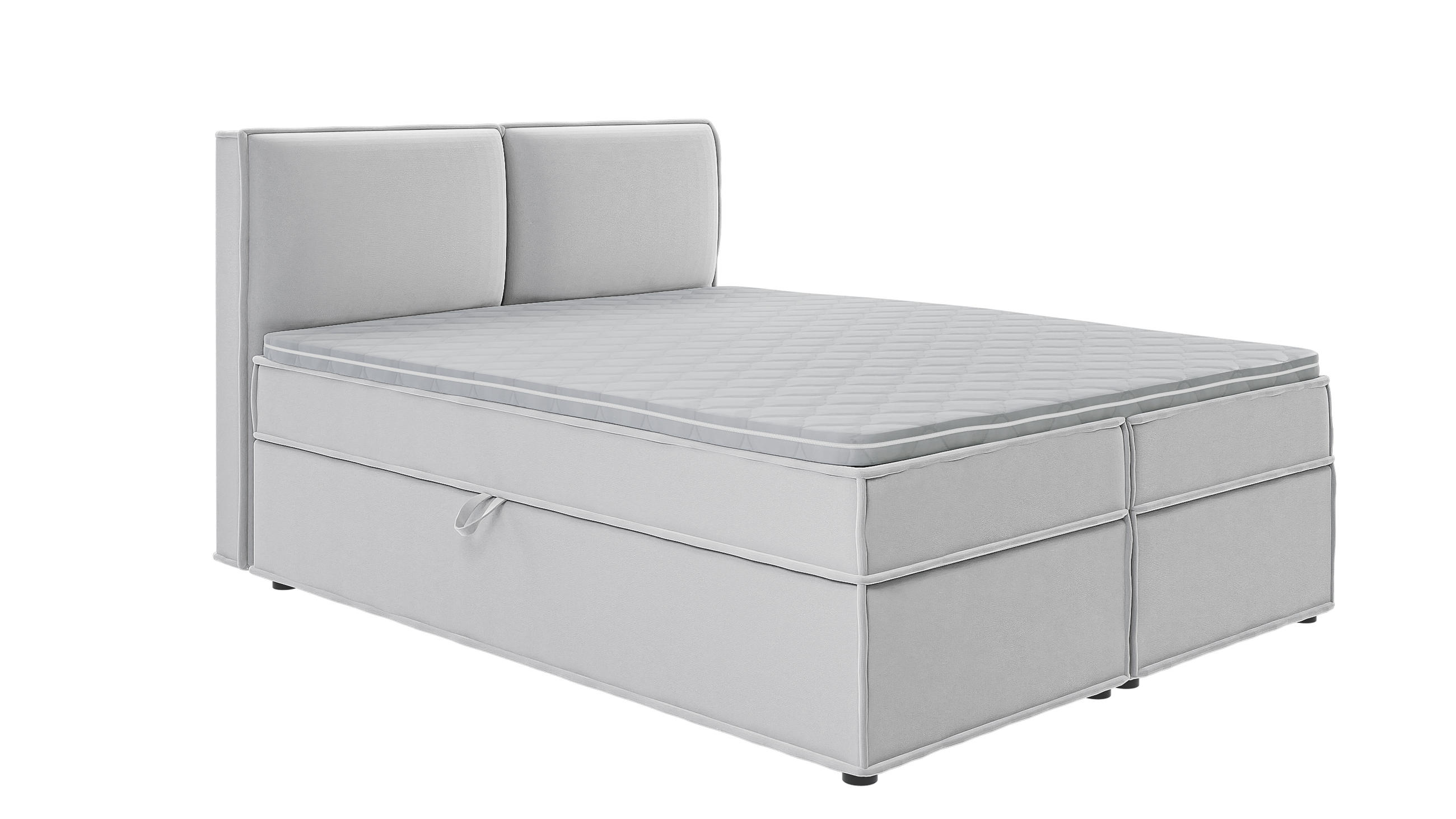 BOXBETT Eclipse 160/200 cm Silber Luxusmicrofaser - Silberfarben/Schwarz, Holz/Kunststoff (160/200cm) - S-Style Möbel