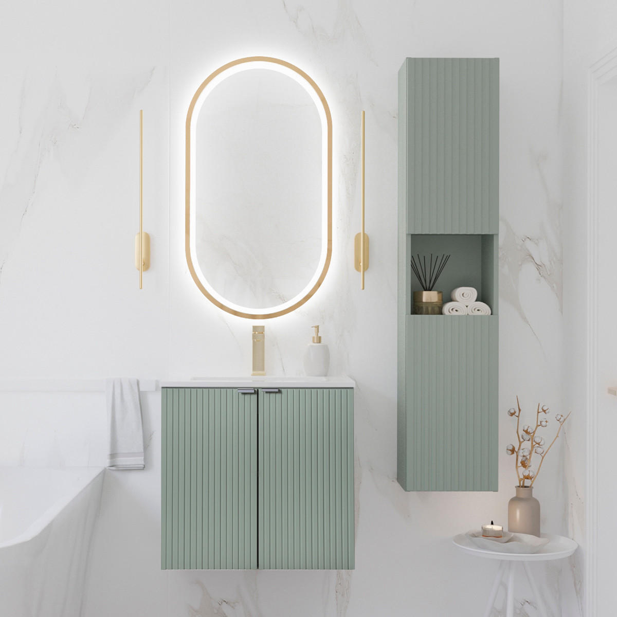 UMYVADLO 60cm Jade Zelená - zelená barva, kompozitní dřevo (60/57/40cm) - Petits-meubles