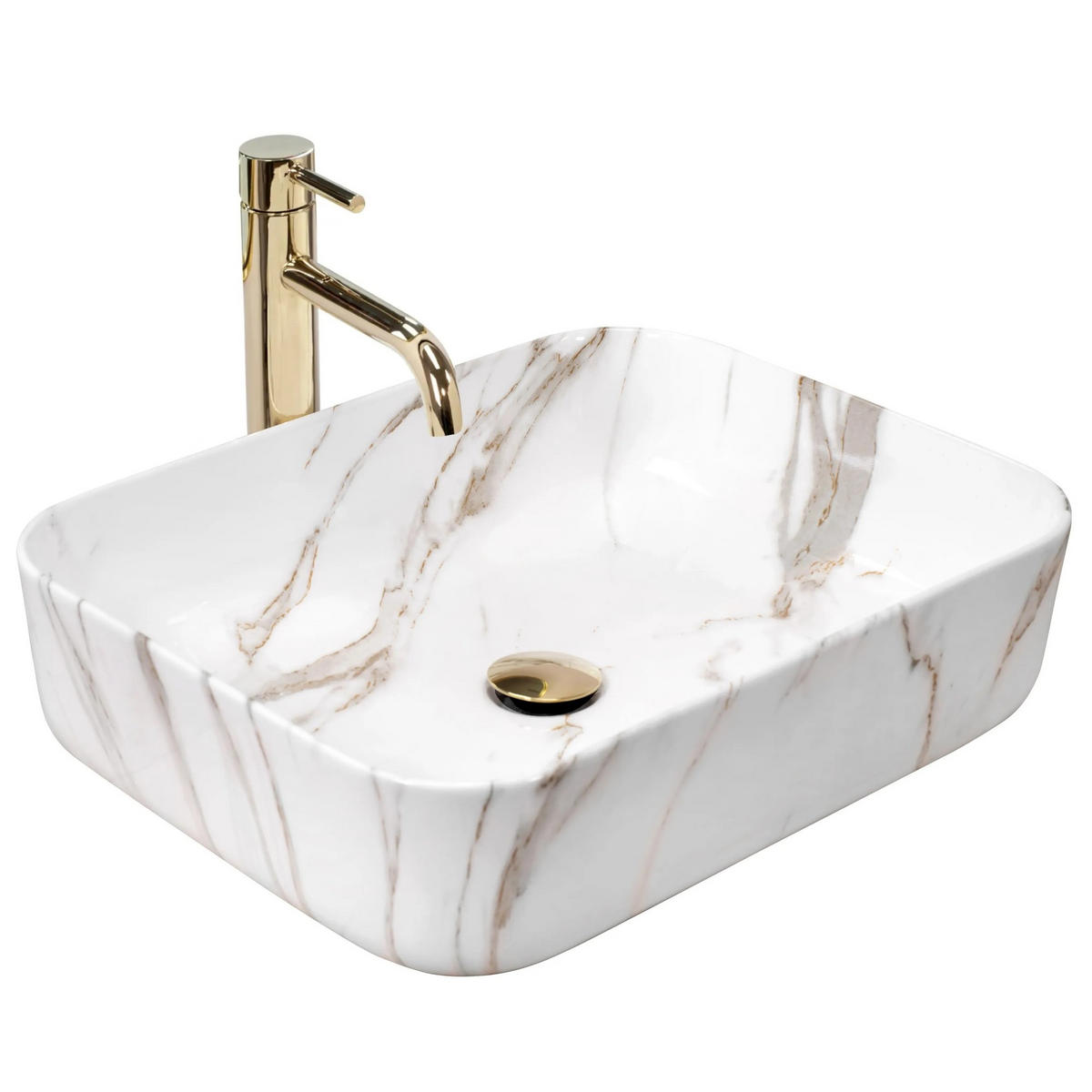 AUFSATZWASCHBECKEN Rea Demi Aiax Shiny - Weiß, Keramik (39/13.5/51cm) - REA