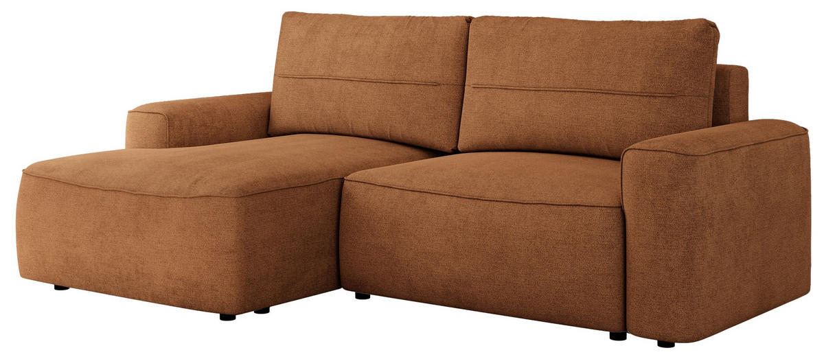 ECKSOFA BELLUNO L Orange Strukture - Links - Schwarz/Orange, Textil (144/233cm) - MKS