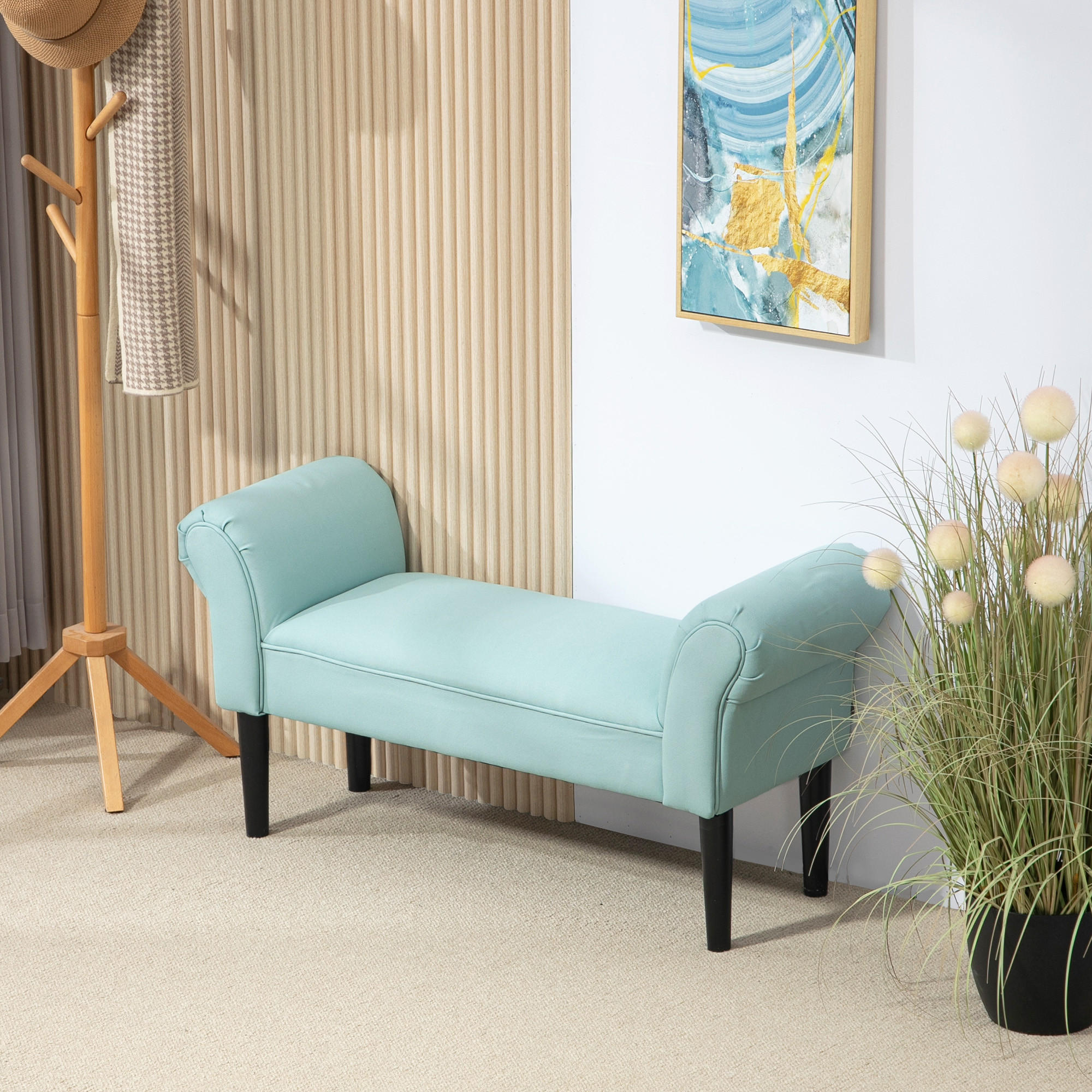 GEPOLSTERTE Sitzbank, bis 130 kg belastbar, 102 x 36 x 51 cm - Grün, Kunststoff (36/51/102cm) - HOMCOM