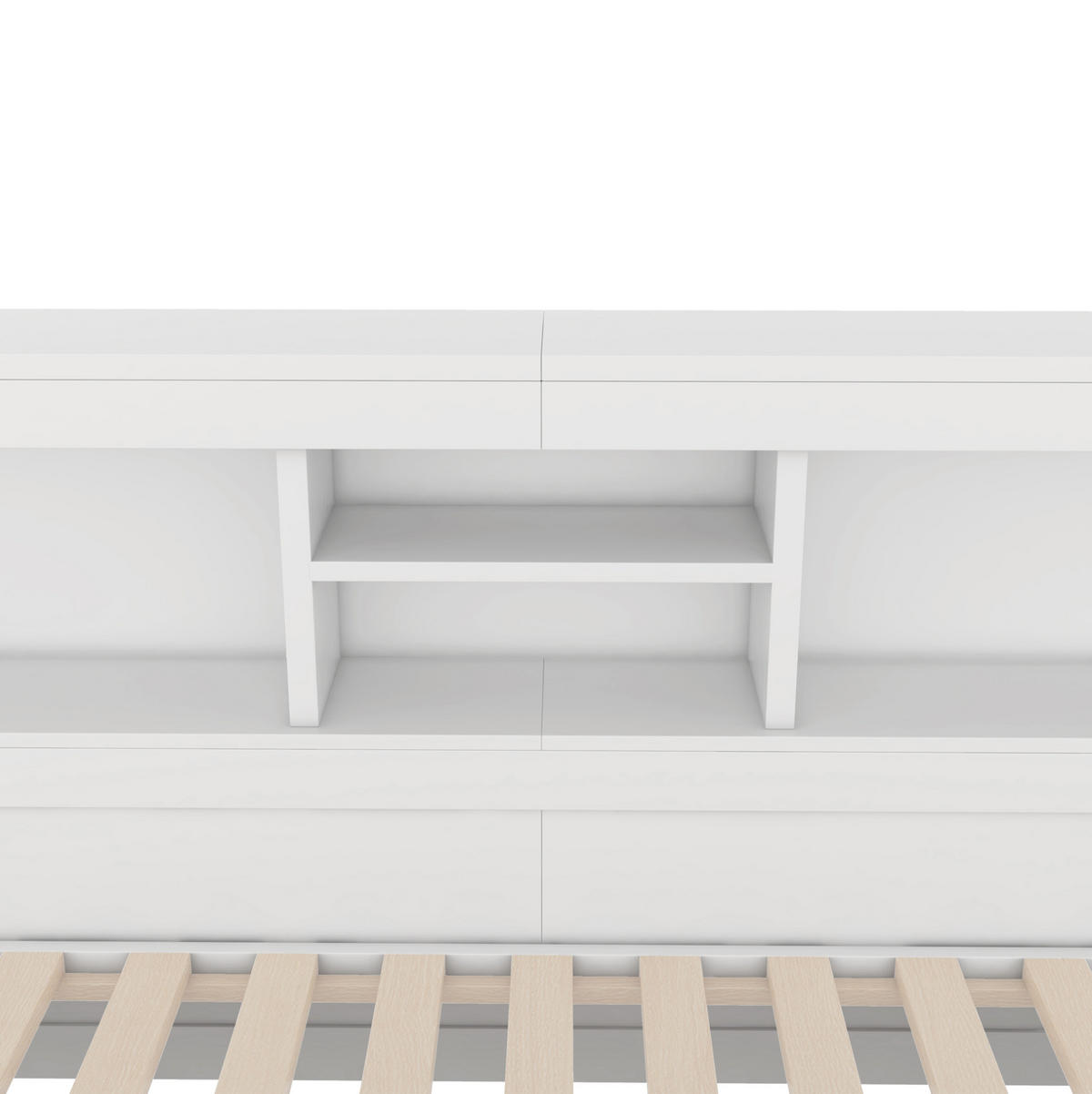 POLSTERBETT aus Spanplatte 140x200 cm in Weiß mit LED, USB, Steckdose & Ausziehbett - Weiß, Holzwerkstoff (140/200cm) - Modfu