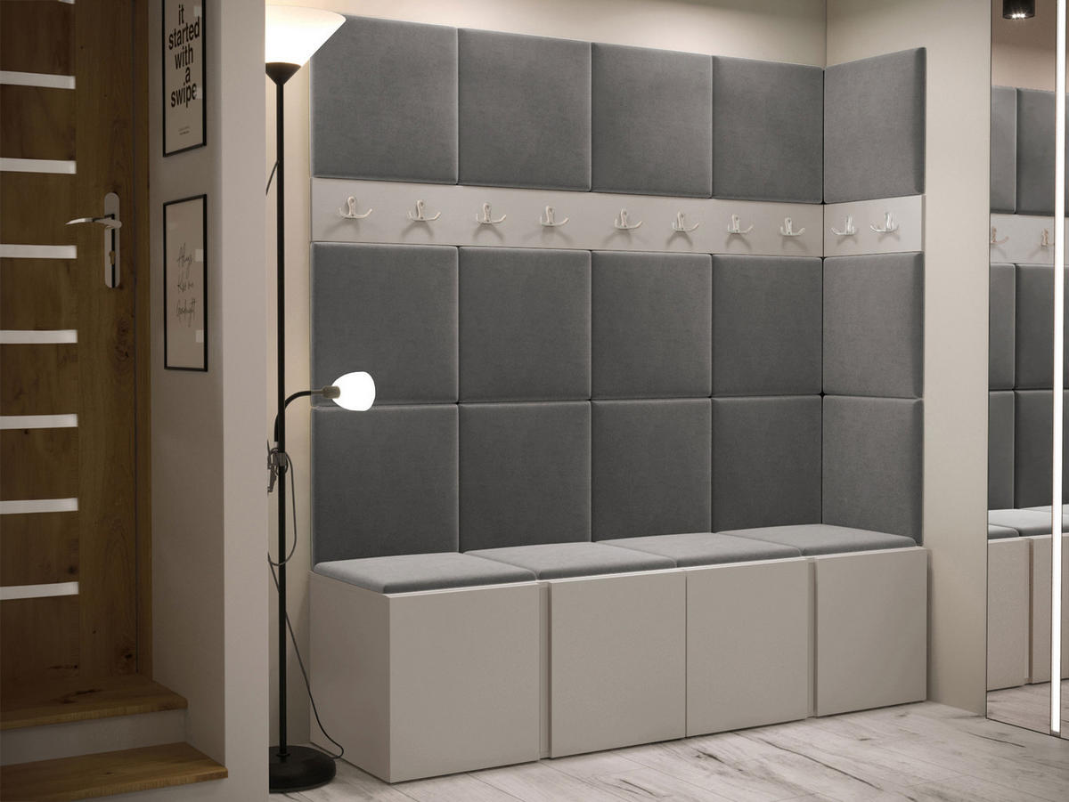 GARDEROBEN-SET Orion II - Kaschmir/Grau, Holzwerkstoff/Kunststoff (168/186/46cm) - MIRJAN24