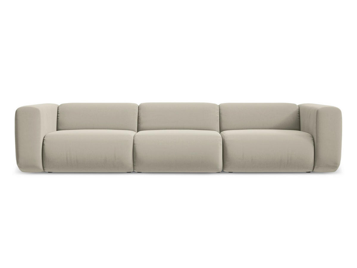4-SITZER-SOFA Samt Stoff Creme - Perlmutt/Creme, Kunststoff/Textil (319/70/89cm) - Makamii
