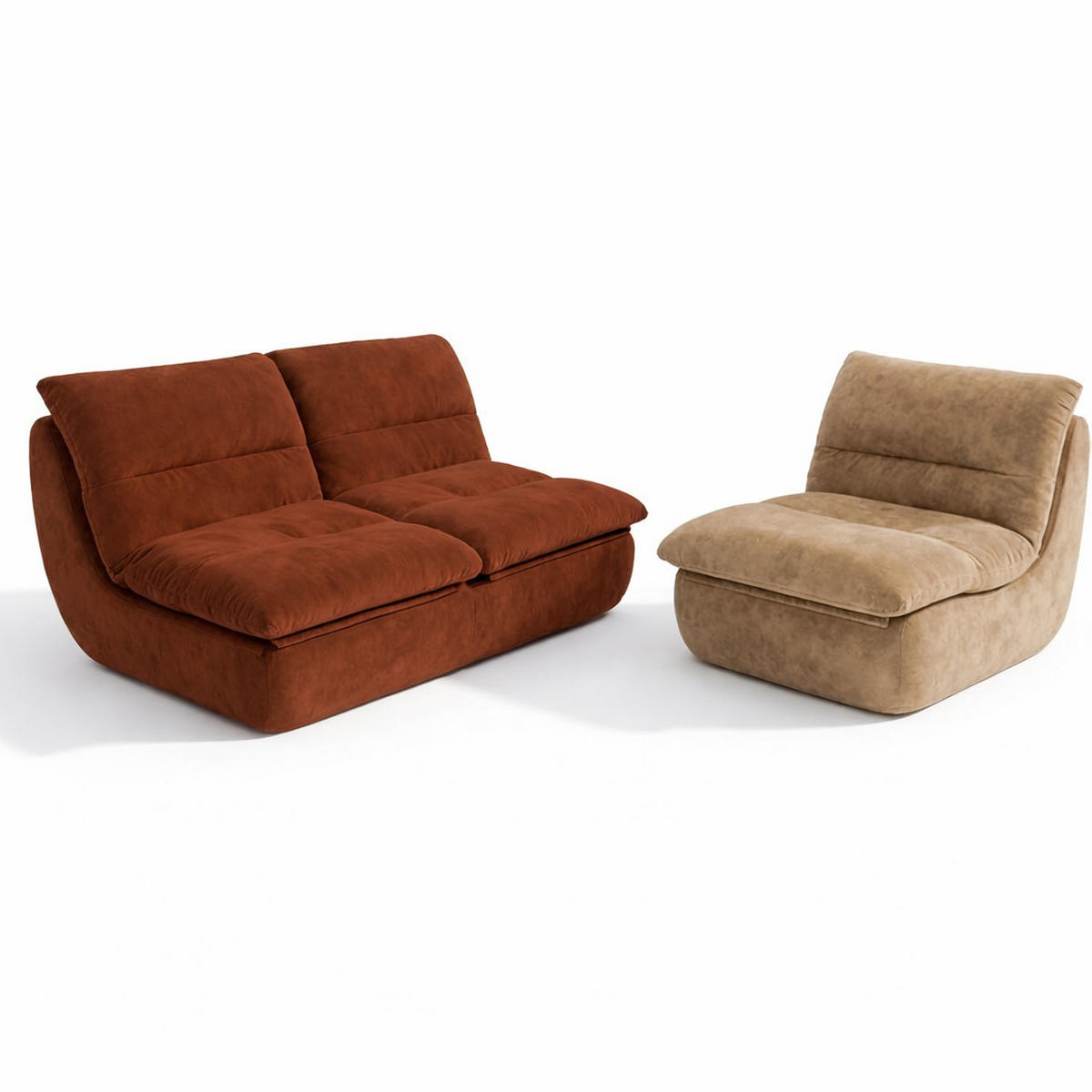 SITZGARNITUR Nuvia Sofa und Sessel Schokolade und Sand - Sandfarben/Dunkelbraun, Textil (160/73/100cm) - COCO Living