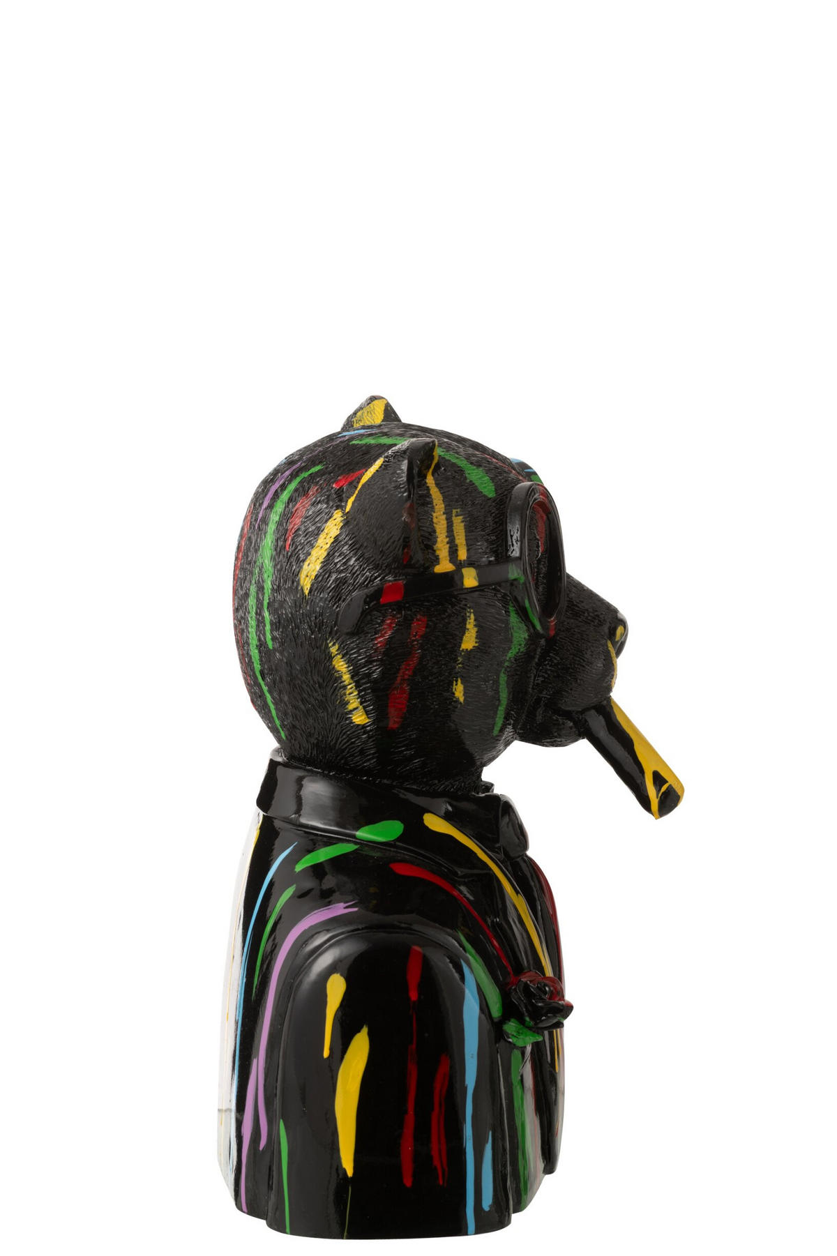LEOPARD FARBFLECKEN - Schwarz, Glas/Naturmaterialien (19.5/31.5/26cm) - J-Line