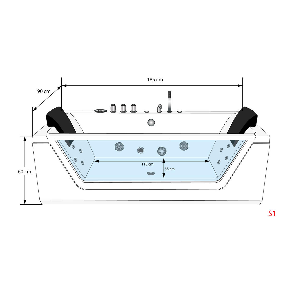 WHIRLPOOL Reinigungsfunktion Pool Badewanne W83R-C - Weiß, Glas/Kunststoff (90/55/180cm) - AcquaVapore by Sandra Jentho