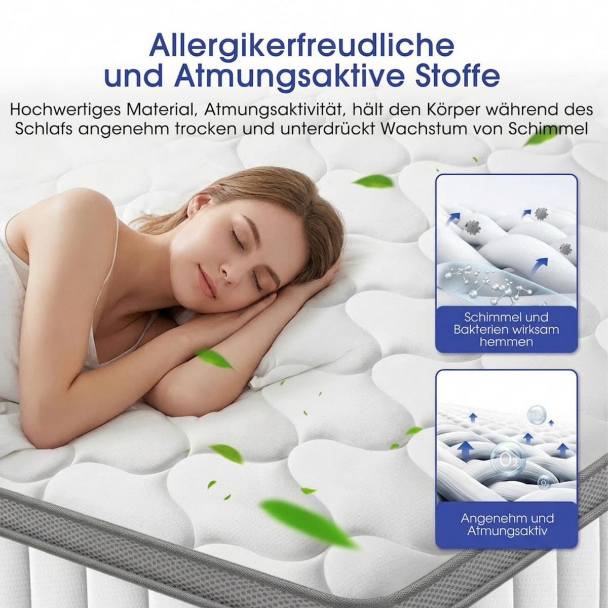 TASCHENFEDERKERNMATRATZE Sydney Matratze 160x200 cm, Höhe ca.: 30 cm, H2 + H3 = mittel + fest, 7-Zonen - Weiß, Textil (160/200cm) - Gowoll