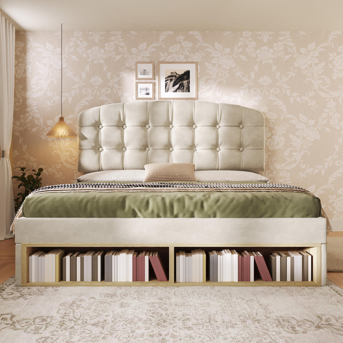 POLSTERBETT mit Schubladen und Lattenrost 140x200 cm Samt Beige - Beige, Metall (140/200cm) - Meubliv