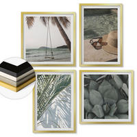 WANDBILDER 4er Set - 50x50 cm & 40x60 cm Goldrahmen - Tropische Pflanzen für den Urlaub - Goldfarben, Kunststoff (50/50cm) - ArtPrintCave