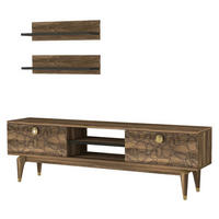 WOHNWAND Royal Walnuss - Goldfarben/Walnussfarben, Holzwerkstoff/Kunststoff (150/45.5/30cm) - moebel17