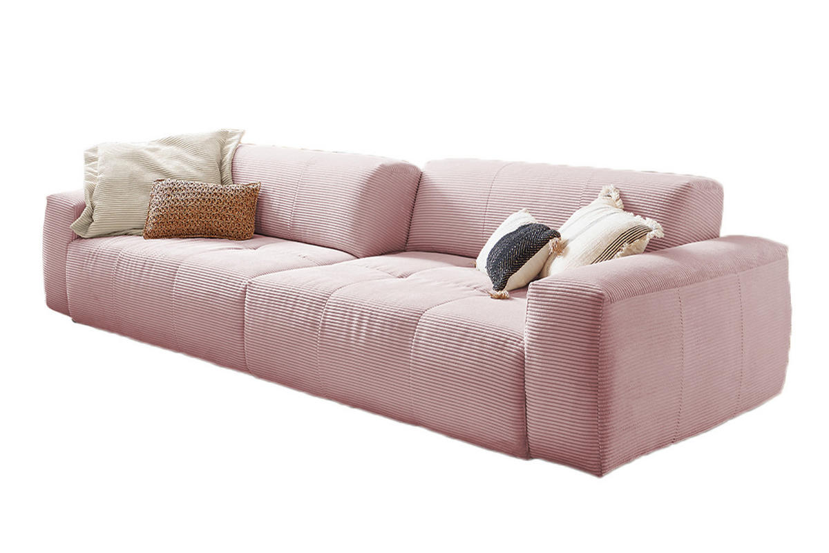 SOFA MIT SITZTIEFENVERSTELLUNG PALACE Pink Cord - Pink/Rosa, Textil (298/74/120cm) - KAWOLA