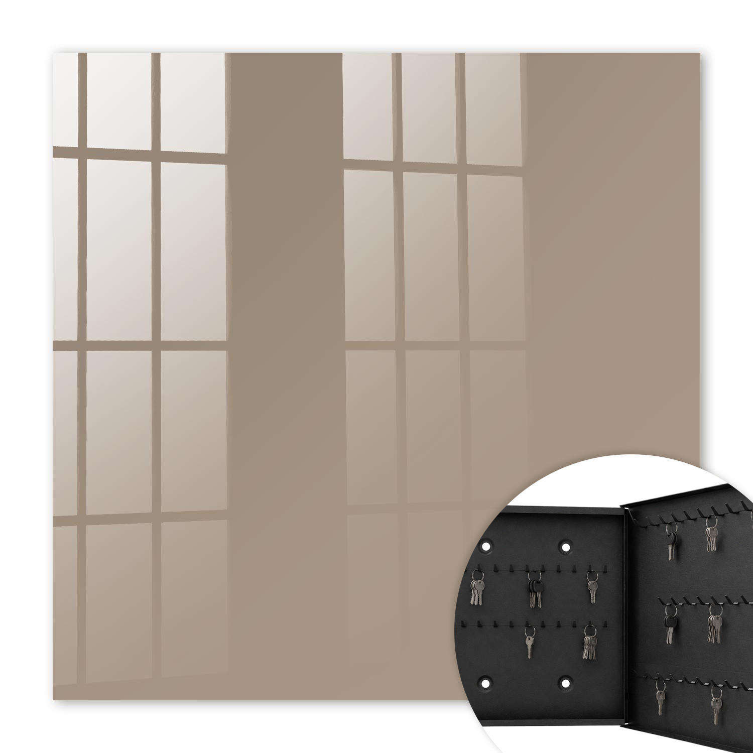 SCHLÜSSELBOX Schwarz 30x30 cm- Türöffnung nach rechts - Hellbraun - Braun, Metall (30/30/5cm) - TULUP