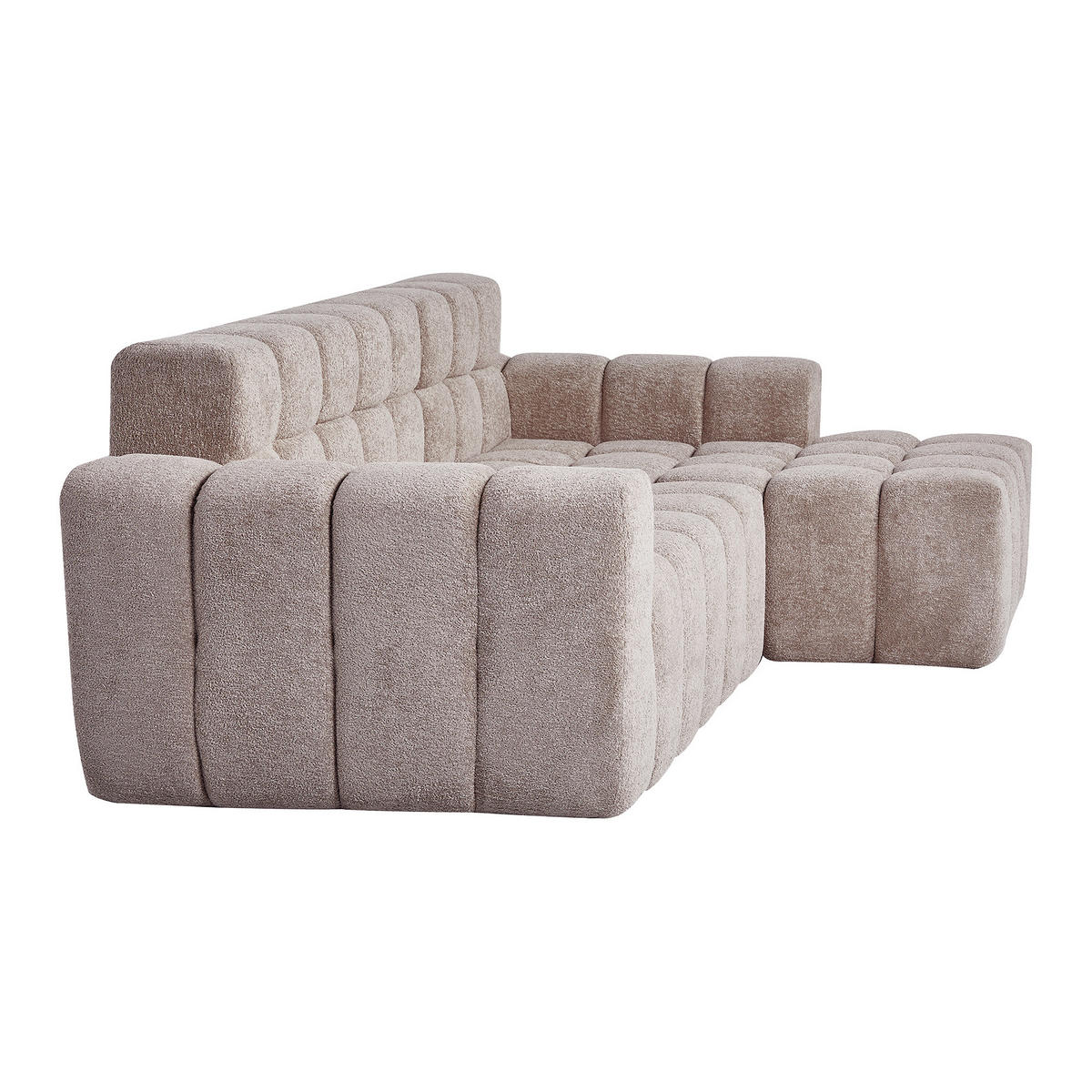 ECKSOFA L-Form 3-Sitzer in Taupe aus Samt mit recht Chaiselongue - Taupe, Textil (249.94/149.1cm) - CHICFURN