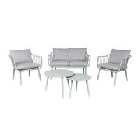 LOUNGESET 4tlg. Moroni, Grün, Kunststoff - Grau/Grün, Kunststoff/Metall - dasmöbelwerk