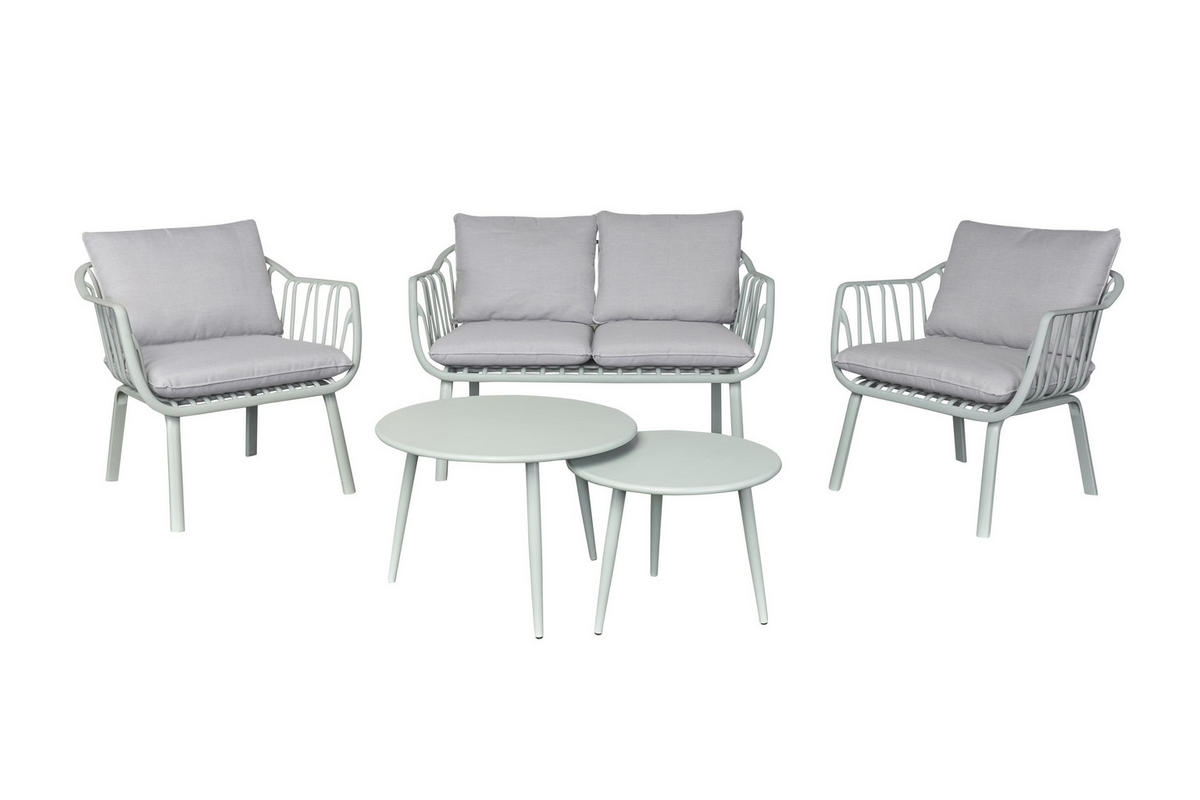 LOUNGESET 4tlg. Moroni, Grün, Kunststoff - Grau/Grün, Kunststoff/Metall - dasmöbelwerk