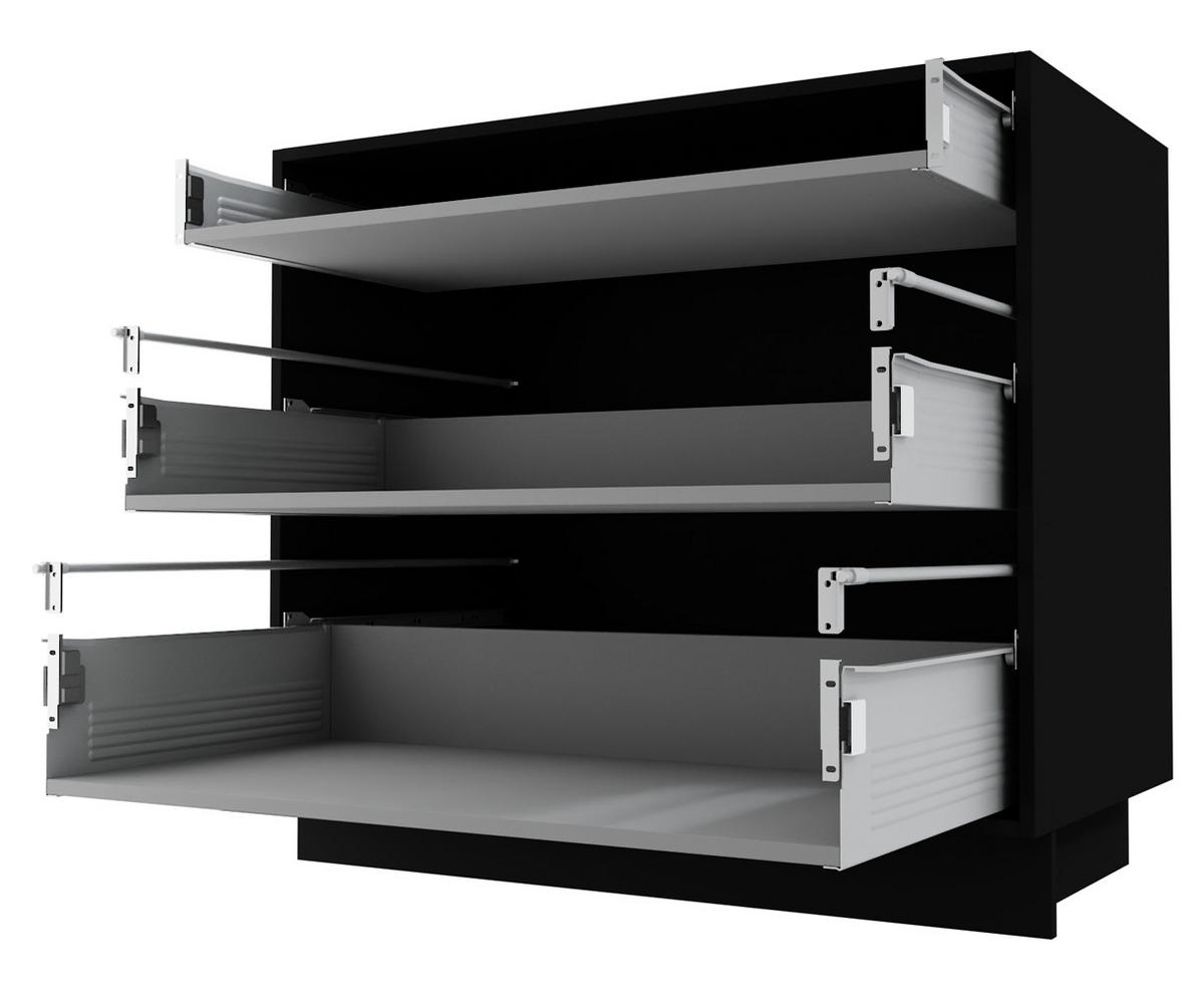 SCHUBLADENUNTERSCHRANK Kvantum D3M/90 90 / 50 / 82cm - Schwarz/Weiß, Holz/Holzwerkstoff (90/82/50cm) - Feldmann-Wohnen