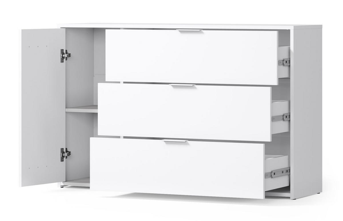 KOMMODE Florina weiß / Eiche Artisan 125 / 35 / 79cm - Eichefarben/Weiß, Holzwerkstoff/Kunststoff (125/79/35cm) - Feldmann-Wohnen
