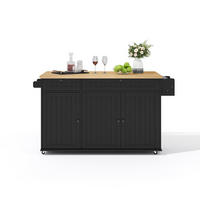 KÜCHENINSEL mit klappbarer Arbeitsplatte 137 cm MDF Natur/Schwarz - Schwarz, Holz (70/89.5/137cm) - Beauniv