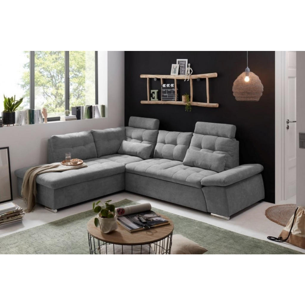 Thumbnail - ed exciting design Ecksofa, Dunkelgrau, Textil, Uni, 4-Sitzer, Ottomane links,L-Form, 260x219 cm, Wohnzimmer, Sofas & Co...