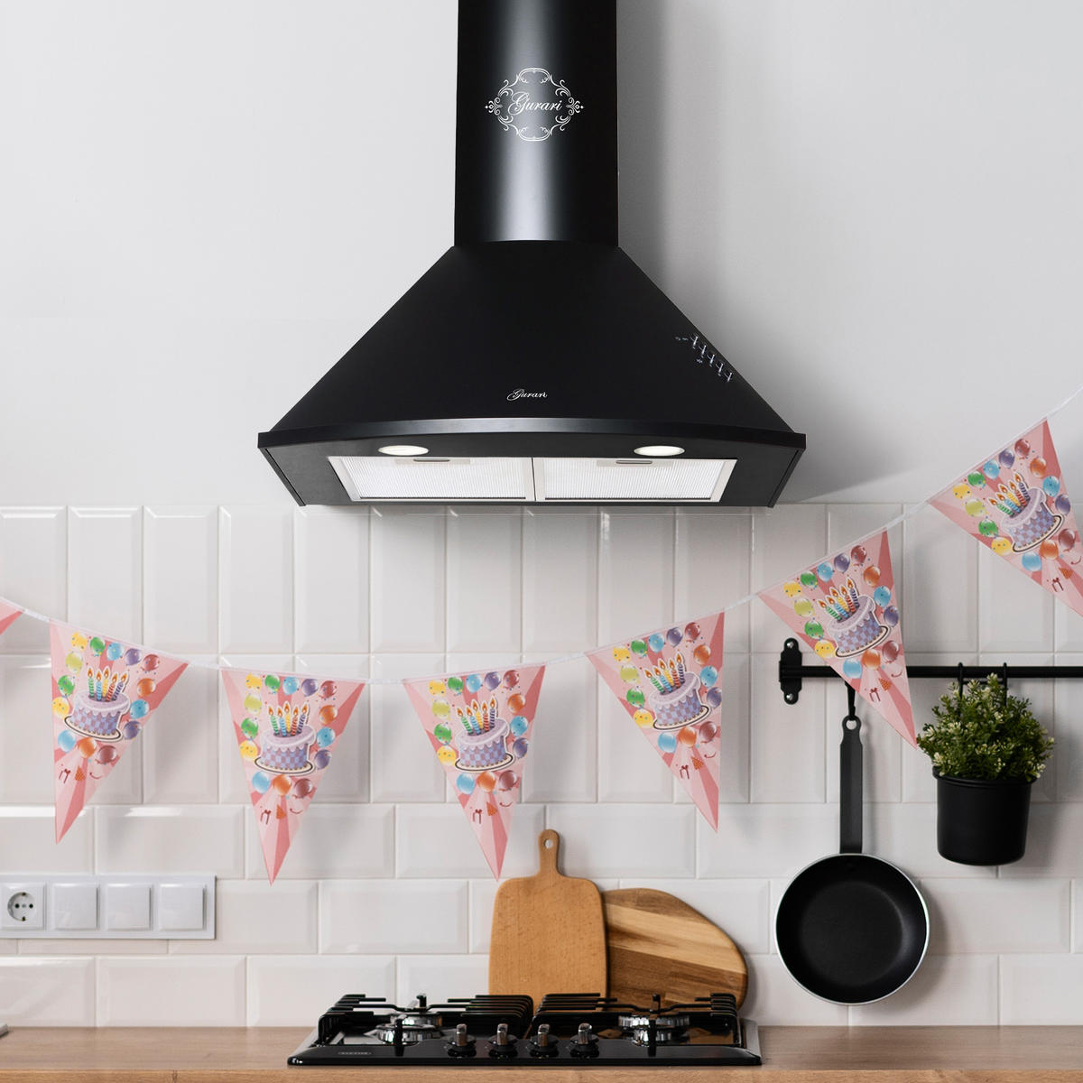 DUNSTABZUGSHAUBE GCH C 046 BL 6 N 60 cm Schwarz - Schwarz, Metall (60/117/50cm) - Gurari