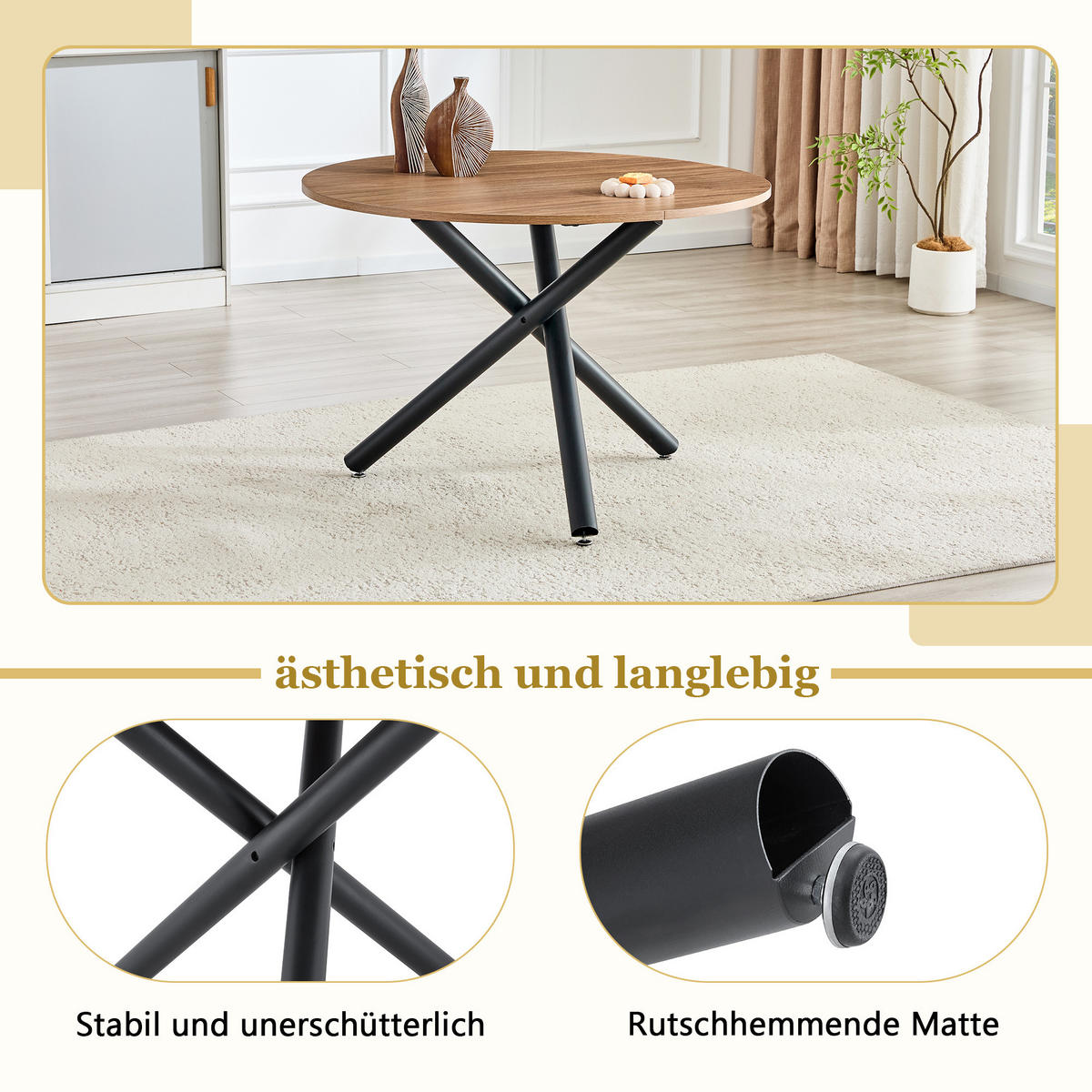 ESSTISCH Nussbaumfarben Schwarz 110/110/76 cm - Schwarz, Holz (110/110/76cm) - PANGIVO