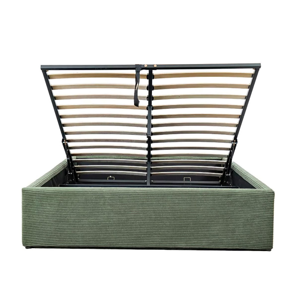 BETTKASTEN bezogen mit samt romy 204/152/36,5 cm - Grün, Holz (190/140cm) - Calicosy