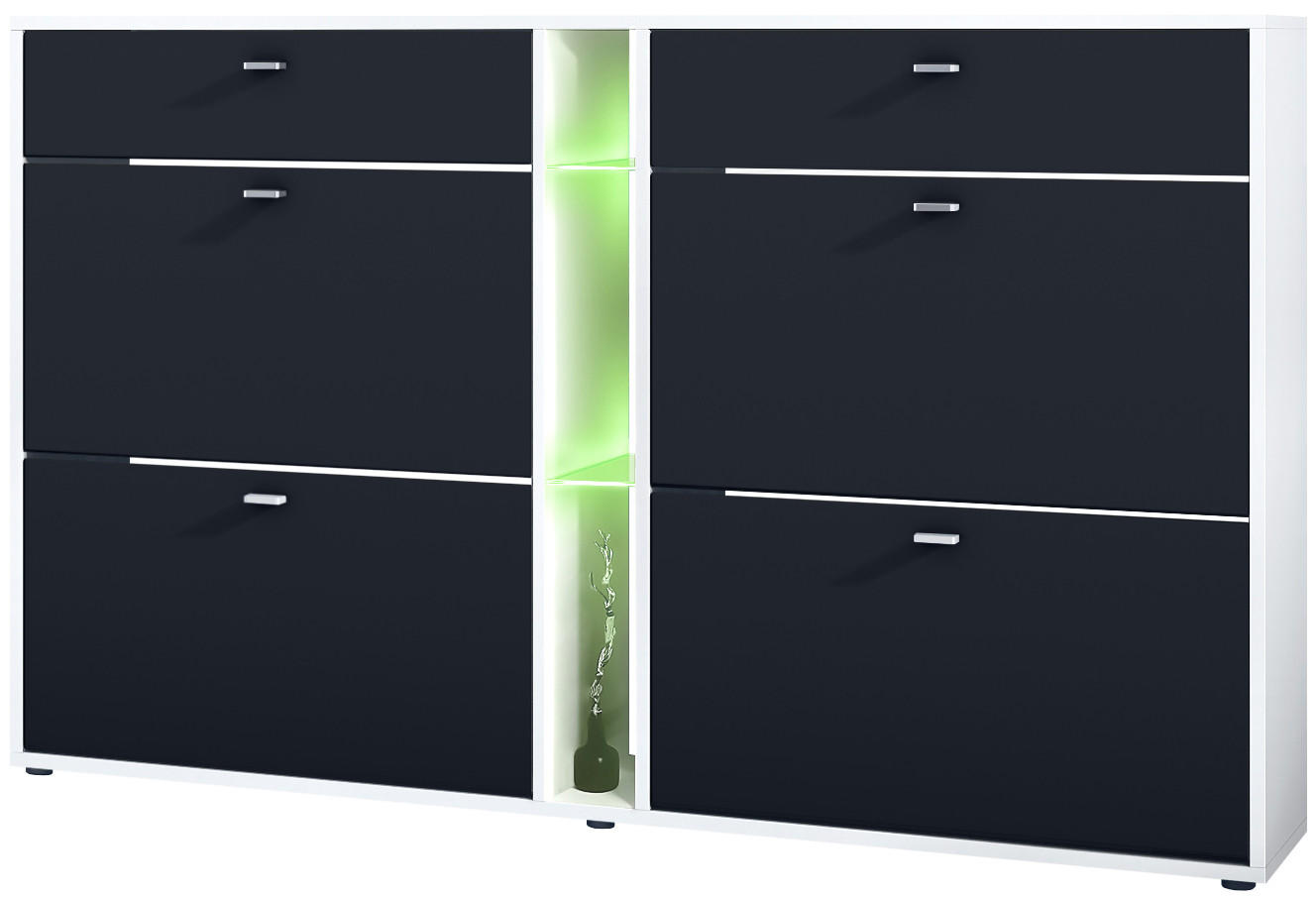 Vladon Schuhschrank Schwarz 155.5x95x28 cm