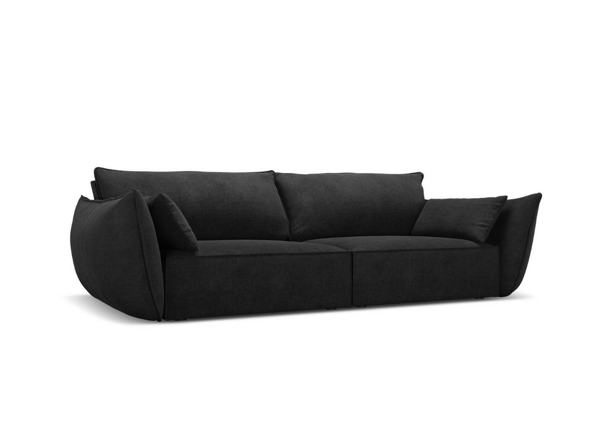SOFA Kaelle aus Chenille-Stoff schwarz 3 Sitzplätze - Schwarz, Textil (100/85/208cm) - Micadoni