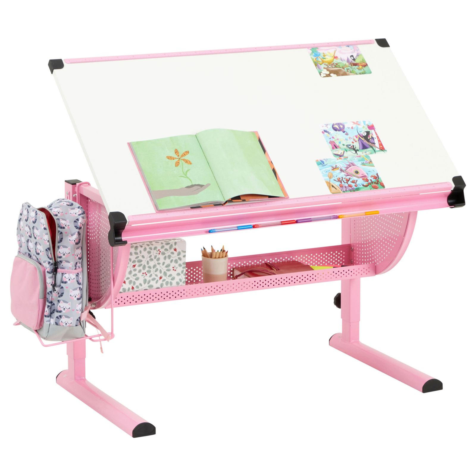 KINDERSCHREIBTISCH SARI - Weiß/Rosa, Holzwerkstoff/Metall (111/93/60cm) - CARO-Möbel