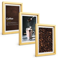 BILDER SET 3er Set - 20x30 cm Goldrahmen - Kaffeegetränk mit Schlagsahne - Goldfarben, Kunststoff (20/30cm) - TULUP